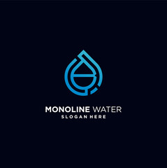monoline water simple, creative, minimal water wave with droplet logo design inspiration
