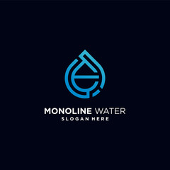 monoline water simple, creative, minimal water wave with droplet logo design inspiration
