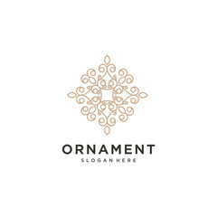 luxury ornament logo design. flower logo line black and gold