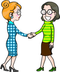 Business partners man and woman shaking hands