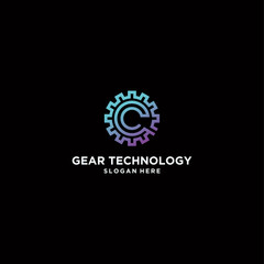 set of gear technology vector logo templates. This logo is suitable for factories, industries, mechanics and workshops
