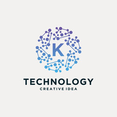 letter K creative logo of a circle technology