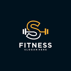 fitness logo alphabet letter with Kettlebell fitness vector icon design and Barbell Fitness Gym Logo Design