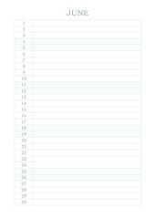 calendar for 2022 by months with fields for entries for every day