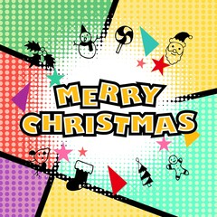 Merry Christmas vector design pop art comic background