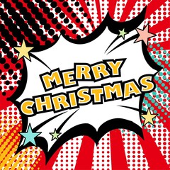 Merry Christmas vector design pop art comic background