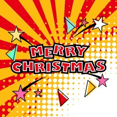 Merry Christmas vector design pop art comic background
