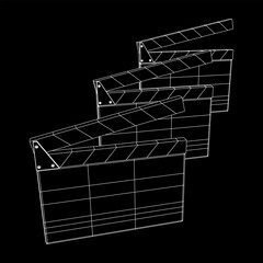 Movie clapper board. Film cinema concept. Wireframe low poly mesh vector illustration