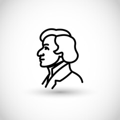 Frederic Chopin - Fryderyk Chopin, Polish famous pianist vector icon thin line style - obrazy, fototapety, plakaty