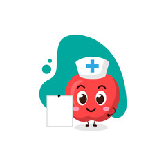 cute Doctor apple hold blank table.cute vector illustration