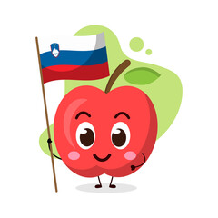 cute apple hold the flag of Slovenia.cute vector illustration