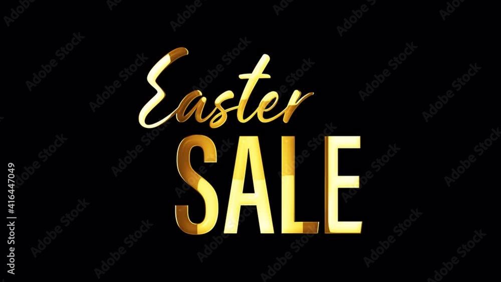 Poster 4k 3d seamless looping easter sale text animation for sales promotional effect element. easter sale 