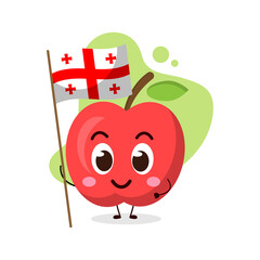 cute apple hold the flag of Georgia.cute vector illustration