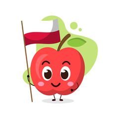 cute apple hold the flag of poland.cute vector illustration