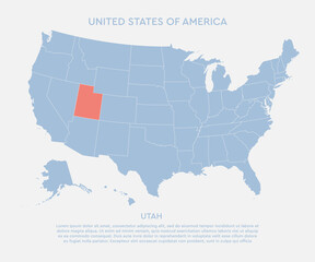Map United states America and state Utah