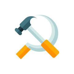 Hammer and Sickle Flat Icon Logo Illustration Vector Isolated. Labour Day, May Day, Industry, And Construction Icon-Set. Suitable for Web Design, Logo, App, and Upscale Your Business.