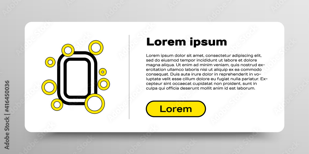 Poster line bar of soap icon isolated on white background. soap bar with bubbles. colorful outline concept.