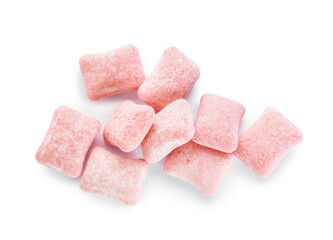 Chewing gums on white background