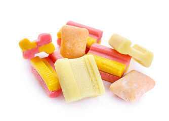 Chewing gums on white background