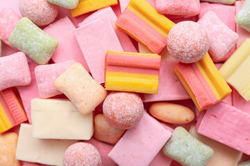 Different chewing gums as background