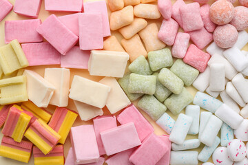 Different chewing gums as background