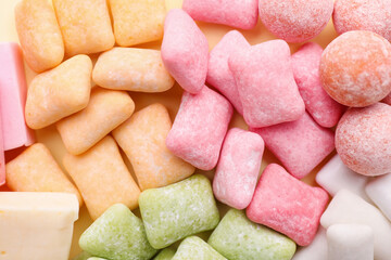 Different chewing gums as background