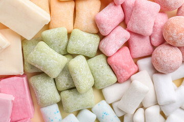 Different chewing gums as background