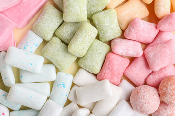 Different chewing gums as background