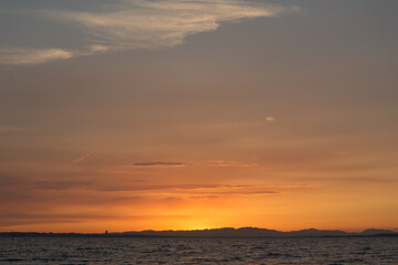 海　夕日　夕焼け　空　