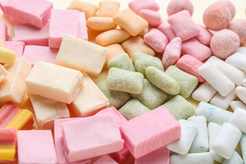 Different chewing gums as background