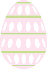 Basic, festive, family Easter egg design with pastel pink and green theme pattern on white background. 