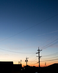 夕日　町　暮らす　電気