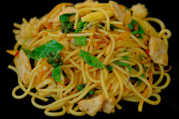 Spicy Spaghetti is very delicious and make me make me feeling good in holiday.