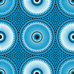 Seamless African Sunflower Pattern Design Blue for Fabric and Textile Print