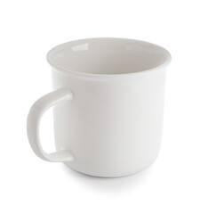 Empty cup on white background