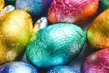 Beautiful chocolate Easter eggs, closeup