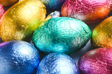 Beautiful chocolate Easter eggs, closeup
