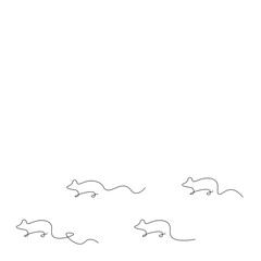 Mouse animals line drawing, vector illustration