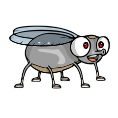 Cute little cartoon fly insect. Vector illustration