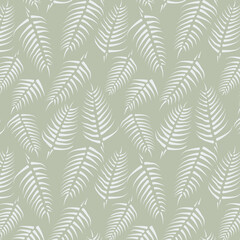 Fototapeta na wymiar Tropical palm tree leaves. Simple and abstract pattern. Seamless vector pattern. White background. 8 EPS.