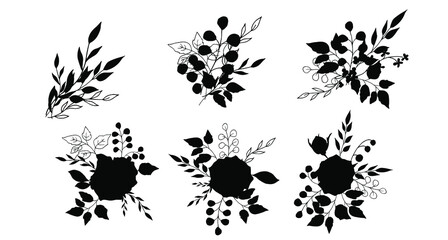 Bouquets of black roses. Vector illustration.