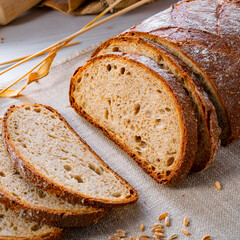 Delicious mixed rye bread, also called gray bread