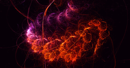 3D rendering abstract multicolor fractal light background