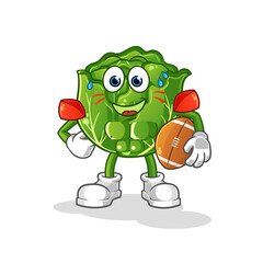 cabbage playing rugby character. cartoon mascot vector