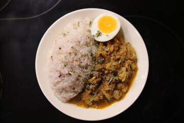 あさりと長ネギのキーマカレー