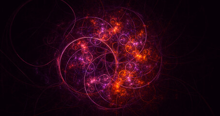3D rendering abstract multicolor fractal light background