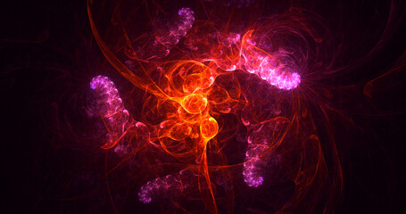 3D rendering abstract multicolor fractal light background