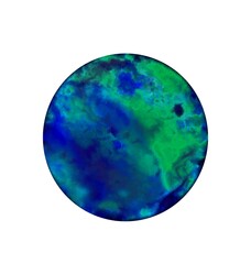 Obraz na płótnie Canvas Blue green round circle flat Earth Globe planet watercolor digital drawing painting illustration.Decoration.World map isolated on white background.Decor.Print.Vinyl wall sticker decal.3d image.
