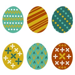 Vector icons of bright Easter eggs, isolated icons on white background