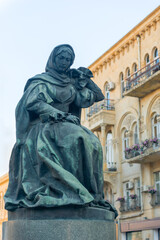 Baku, Azerbaijan - June 23, 2018: Monument to Azerbaijani poetess Natavan Khurshidbanu in Baku, the capital of Azerbaijan